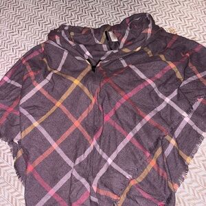Plaid Hooded Poncho